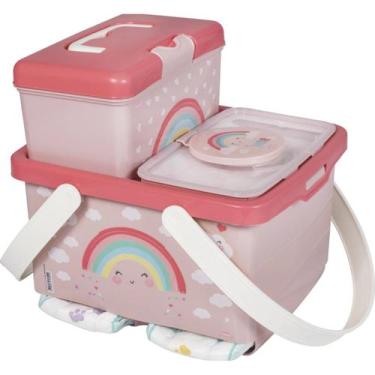 Imagem de Kit Caixa Org Fraldas + Caixa Farmacinha e Porta Lenço Umedecido Troca