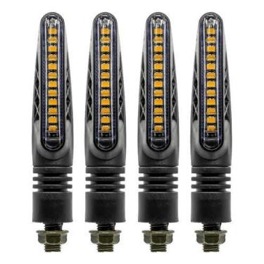 Imagem de kit 2 Pares Led Bi Color Pisca Pisca Moto Motocicleta Honda Yamaha Suz