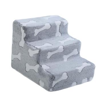 Imagem de Baoblaze Escada para cães, escadas para animais de estimação, escada alta de 3 degraus, degraus leves para animais de estimação com capa lavável para cães