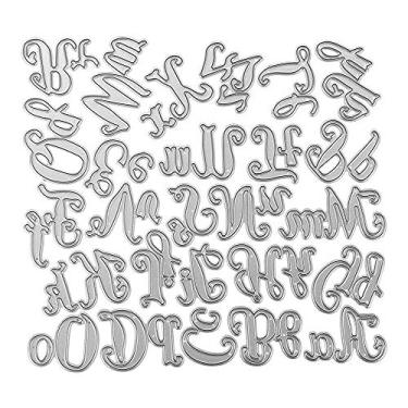 Imagem de 26 matrizes de corte de alfabeto e 26 moldes de letras minúsculas, moldes de estênceis em relevo, moldes para álbuns, faça-você-mesmo, papel decorativo, moldes de cartões