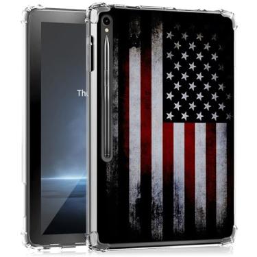 Imagem de Capa transparente para Samsung Galaxy Tab S9 FE 2023 (SM-X510/X516) [resistente a amarelamento] Capa protetora fina e leve transparente à prova de choque de TPU macia, bandeira americana