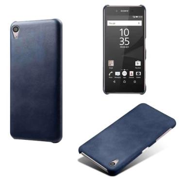 Imagem de Capa para Sony Xperia Z5,Proteção contra quedas,Casca de volta de cor sólida simples,Design de couro de imitação de plástico-Blue