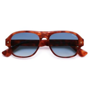 Imagem de SOJOS Óculos de sol retrô aviador piloto polarizado, masculino, feminino, vintage, quadrado, chique, SJ2395, Tartaruga marrom vermelha/classificação azul, 55-17-145