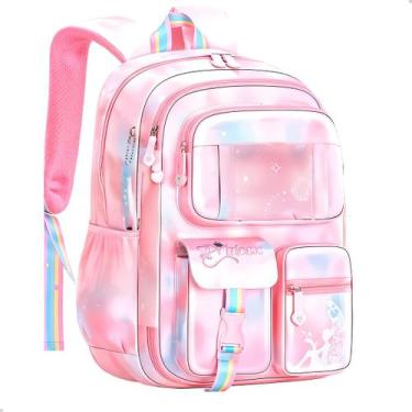 Imagem de Mochila Infantil Colorida Grande Bolsa Escolar Tie Dye Fichario Porta 