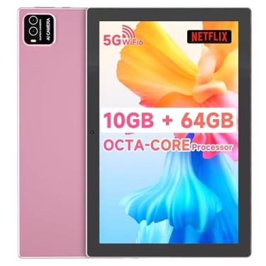 Imagem de YQSAVIOR Tablet Android 13 de 10 Polegadas, RAM 10 GB + 64 GB ROM + 1 TB Expansível, Tela IPS, Câmera Dupla 2 + 8 MP, WiFi, BT, Rosa