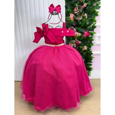 Imagem de Vestido Infantil Longo Pink Formatura Tule Glitter Festa - no-brand, 4