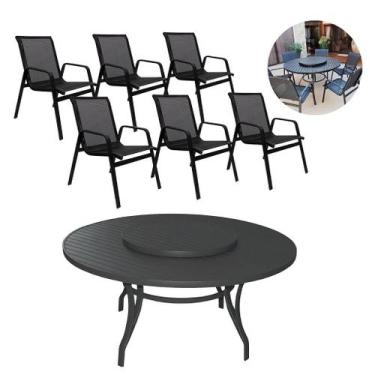 Imagem de Jogo Conjunto Lótus com Mesa com Centro Giratória 1,40m e 6 Cadeiras A