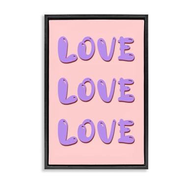 Imagem de Stupell Industries Design de arte de parede em tela flutuante moldura preta Love Bubble Lettering por Pooja Dave, 63 x 43 cm
