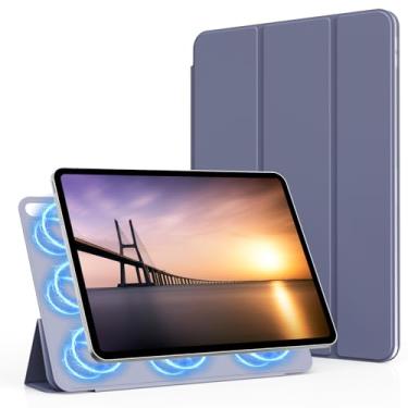 Imagem de KVTVOU Capa magnética para iPad (A16) 11ª/10ª geração (11/10,9 polegadas, 2025/2022), acessório magnético inteligente, capa protetora fina e leve com três dobras, hibernar/despertar automático, roxa