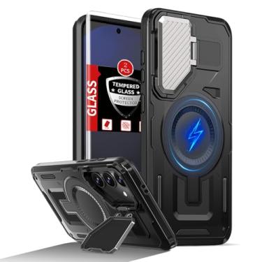 Imagem de FRLMOOES Capa para Samsung Galaxy S24 FE compatível com carregamento MagSafe magnético sem fio, com suporte para capa de câmera, com 2 protetores de tela, à prova de choque resistente a arranhões