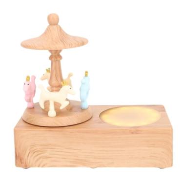 Imagem de Luqeeg Alto Falante Carousel, Alto Falante Bluetooth Sem Fio Bonito com Luz, Bateria de 1200 mAh, Luz Ambiente Suave, Som Envolvente, Base Antiderrapante para Decoração de Quarto