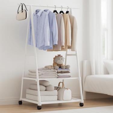 Imagem de Arara De Roupa Portátil Com Rodinhas Altura Ajustável