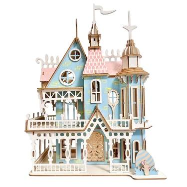 Imagem de MPIUET Quebra-Cabeças De Madeira 3D Para Adultos - Kit Casa Faça Você Mesmo Com Castelo Conto Fadas, Modelo Construção Vila Campestre Dos Sonhos, Quebra-Cabeças, Cabana