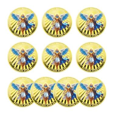 Imagem de Saint Michael Archangel Watches Over Us Challenge Coin, Archangel Michael Christian Prayer Protection Token Pocket Medal Inspiring Gift (Pack of 10)