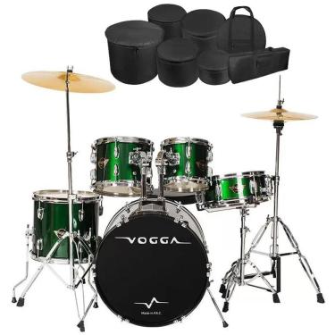 Imagem de Bateria Acústica Vogga Bumbo 22 Vpd924 Verde Com Kit Capa