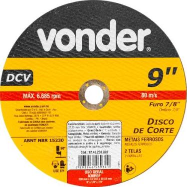 Imagem de Disco de Corte 230,0X3,2X22,23 DCV - Vonder
