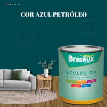 Imagem de Esmalte Sintético Brasilux Base Água Ecologico Cor Azul 800ML Brilhant