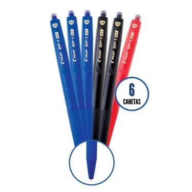 Imagem de Caneta Retrátil Emborrachada BP-1 RT 4 Cores Kit 6un Ponta Média 1.0mm