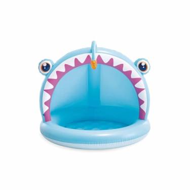Imagem de Intex Piscina infantil insuflável Angler Fish, 127 x 102 x 86 cm, com para-sol, chão acolchoado, design de peixe abissal em 3D, capacidade 45 l, para crianças de 1-3 anos, vinil resistente (58400)