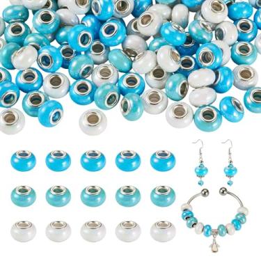 Imagem de FASHEWELRY 150 peças de resina europeias grandes contas de artesanato de macramê a granel espaçador solto Rondelle conta europeia para pulseira, colar, contas, canetas, artesanato, joias, suprimentos