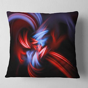 Imagem de Designart Fractal Red Connected Stripes' sala de estar, sofá, almofada + capa de almofada impressa em ambos os lados 45,72 x 45,72 cm