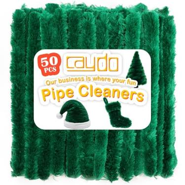 Imagem de Caydo 50 peças de limpeza de cachimbo verde extra grosso suprimentos de artesanato limpadores de cachimbo jumbo hastes de chenille para crianças artesanato projetos DIY decoração criativa, (30 mm x 12