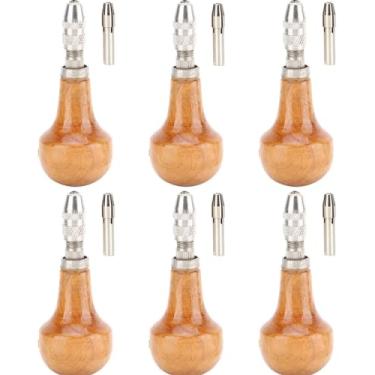 Imagem de MerciL 6 conjuntos de mandril de torno de pino, alça de pino tipo gravador tipo mandril joalheiros alças de torno de madeira broca manual gravação com bocal de bloqueio de extremidade única ferramenta