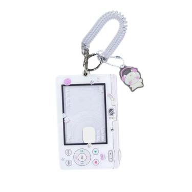 Imagem de XUZHID Suporte de cartão de foto, suporte de cartão de foto de acrílico com pingente chaveiro protetor de cartão de ônibus suporte de cartão de desenho animado capa de manga para cartão de crédito