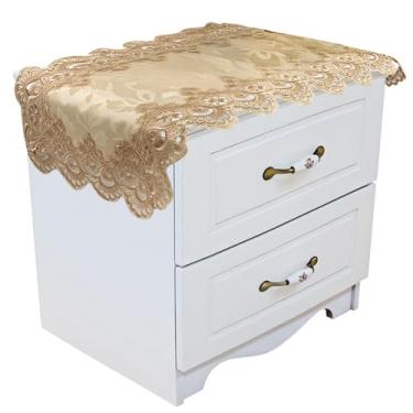 Imagem de Toalha de mesa de cabeceira, toalha de mesa de cabeceira de 30 x 80 cm, capa de mesa floral dourada, aparador de malha de poliéster, toalha de mesa elegante para cômoda, micro-ondas, impressora