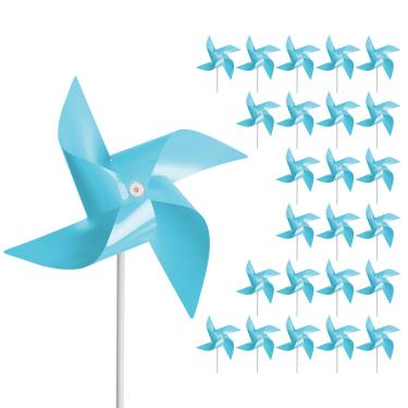 Imagem de Lousrnman Pacote com 50 cata-ventos para crianças, brinquedos divertidos de carnaval e lembrancinhas de festa DIY, giradores de vento para decoração ao ar livre para quintal e jardim, azul claro (50