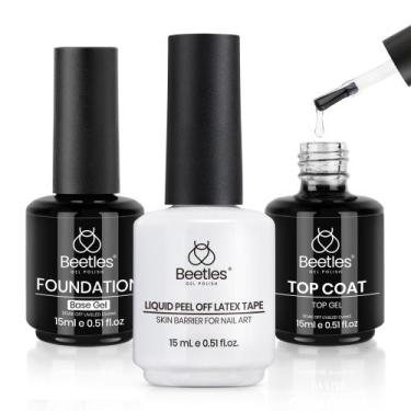 Imagem de Conjunto de esmaltes de gel para unhas Beetles Base Top Coat 15 ml com
