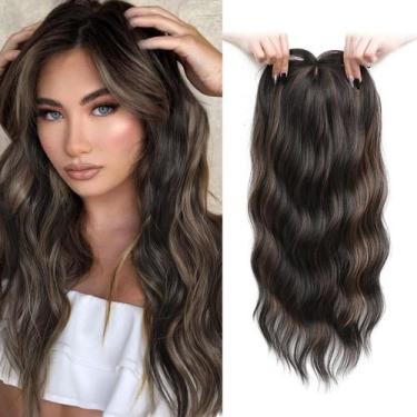 Imagem de Peruca sintética Hair Topper UDU 50cm Ombre Highlight para mulheres
