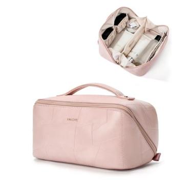 Imagem de Bolsa de maquiagem Yikisite Travel Cosmetic em couro PU impermeável