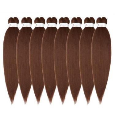 Imagem de Cabelo trançado pré-esticado Ubeleco Auburn Brown 14 polegadas