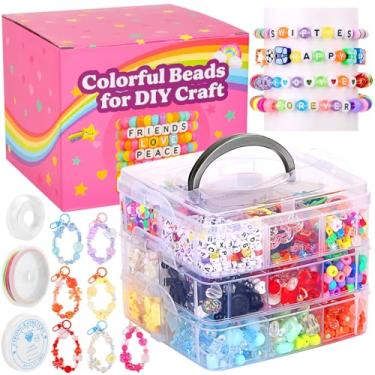 Imagem de 3123 peças de kit de contas de acrílico sortidas para fazer pulseiras faça-você-mesmo com lindas flores de borboleta doce coração kawaii, pingentes de contas coloridas para criatividade, joias