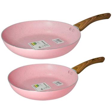 Imagem de Jogo de Frigideiras Antiaderente Revestimento Cerâmica 2 peças Sahara Chama Rosa 22cm e...