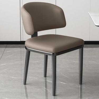 Imagem de Cadeiras De Jantar Marrons Mid Century Modern Kitchen Dining Room Chairs Cadeiras De Jantar Estofadas Em Couro Cadeira De Acento Acolchoada Confortável Com Pernas De M, /Light Gray C, One Size