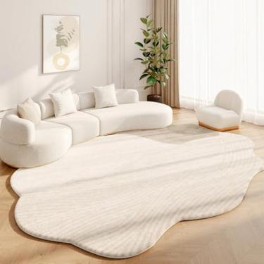 Imagem de Tapetes estilo creme para quarto, tapete macio e fofo para estudo, com formas irregulares, para decoração de sala de estar, carpete grosso e felpudo (120x160cm/G)