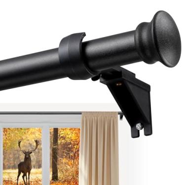 Imagem de Haste de cortina de alumínio para janelas de 167 a 365 cm, mastro de cortina resistente à ferrugem de 2,5 cm com suportes de nylon seguros para parede, hastes de cortina blackout para drywall, janelas