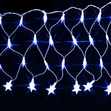 Imagem de Pisca De Led Rede Com Estrela Na Ponta 120l 3,5x0,5m 8 Modos 110v Cores Azul