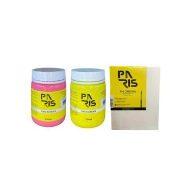Imagem de Kit Jardim das Cores 250ml 2 Tintas +Tela para pintura 15x20 - Paris