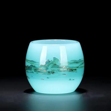 Imagem de Xícara de chá de vidro Qianli Jiangshan xícara de chá esculpida xícara mestre kungfu chinês conjunto de chá várias cores para escolher