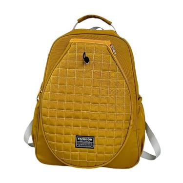 Imagem de UGPLM Bolsa de tênis acolchoada para mulheres e homens, organizador de grande capacidade, alças de ombro ajustáveis, capa para raquete com compartimento, Amarelo