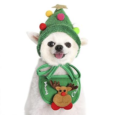 Imagem de Bandana de Natal para cachorro, chapéu de Papai Noel, árvore de Natal, alce, chifre, papai noel, rena, saliva, toalha, babador ajustável, fantasia de Natal para animais de estimação, gatos, cães