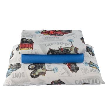 Imagem de Jogo de cama lençol em malha solteiro carros 3 peças - azul