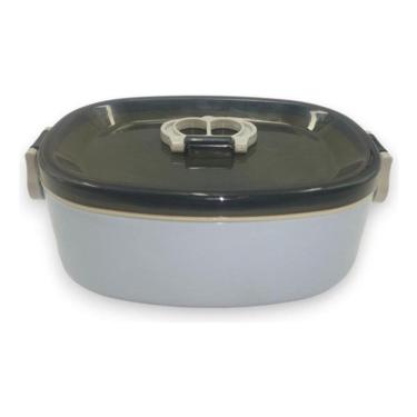 Imagem de Pote Marmita Plástica Tampa Divisória Vasilha - Azul-Claro