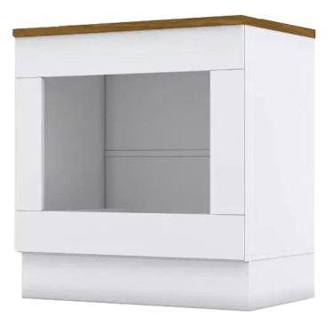 Imagem de Balcao Forno Embutir Tampo Cooktop 80cm Americana Branco Nature Henn