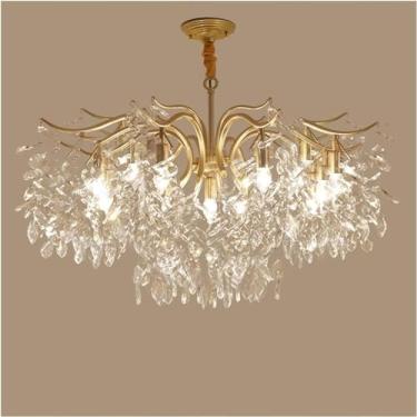 Imagem de Lustre LED Moderno Lustre Lâmpada, Lustres de Cristal LED Ouro Preto Lustre Iluminação de Luxo Cozinha Sala de Jantar Quarto Lâmpada Lustre Pendente Decoração para Casa Lâmpada, Ouro-13luzes