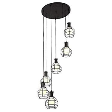 Imagem de Lustre Retro Industrial Espiral Pendente Luz Ferro Forjado Metal Lanterna Longo Lustre Nórdico Luminária Pendente Luminária de Teto para Escada Edifício Apartamento Sala de Estar (Co