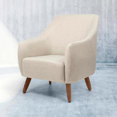 Imagem de Poltrona Tecido Linho Pés Madeira Paloma - Domi